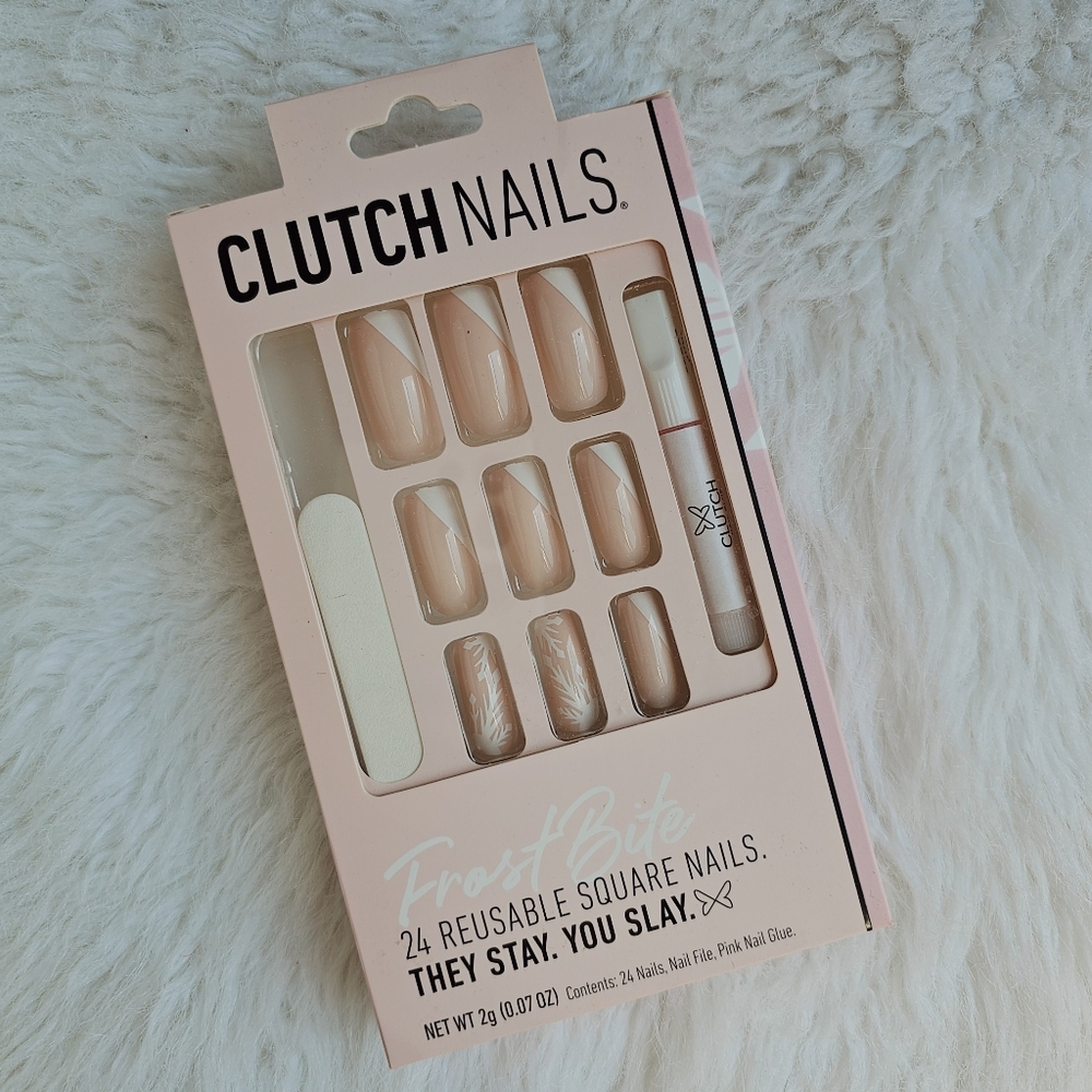 NIB Clutch Nails Frost Bite Reusable Square Nails